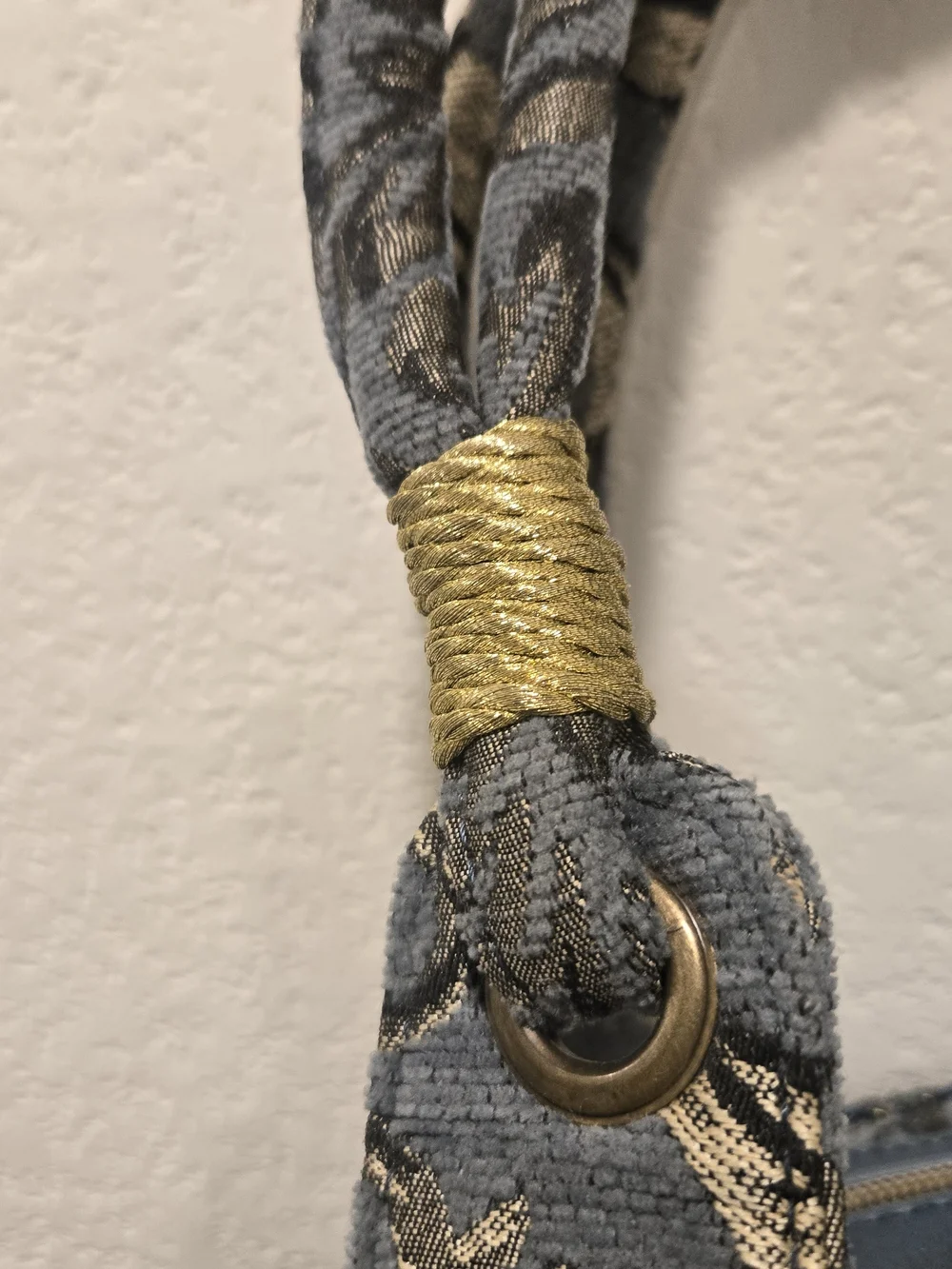 Sans Souci Blue Satchel with Gold Embroidery And Beads